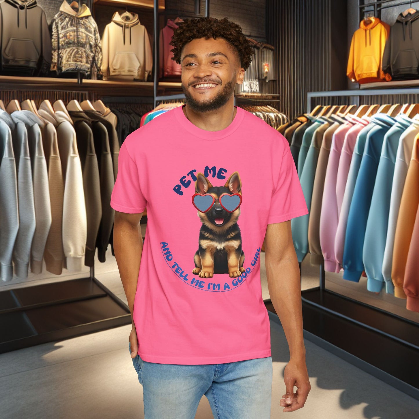 Copy of German Sheperd Puppy Tee — "Pet Me" Dyed T-Shirt