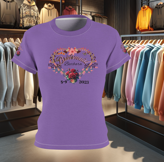 Personalized Bridesmaids Women's Graphic Cut & Sew Purple Tee - Bridal Party