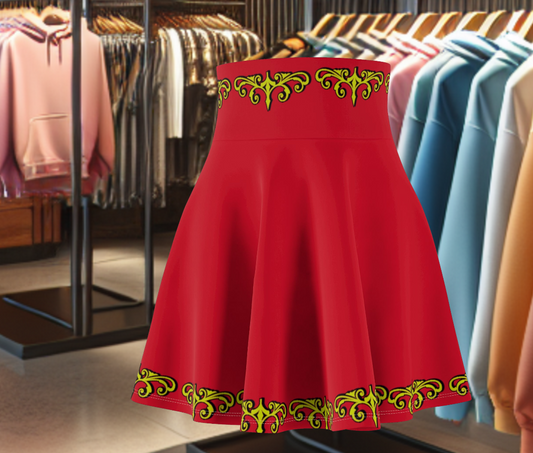 Skater Skirt - Elegant Royal Red Vintage Style for Women, Summer and Party Wear, Retro Fashion Gift