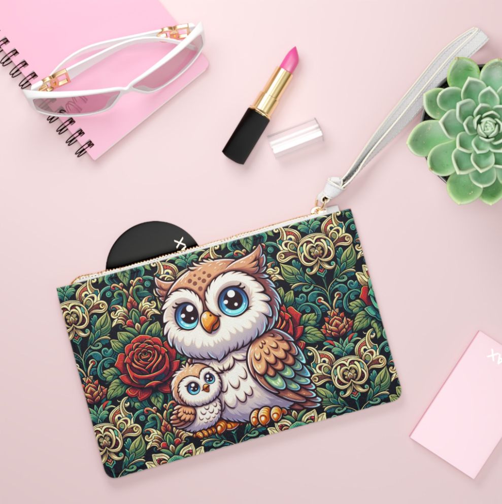 Owl Floral Clutch Bag