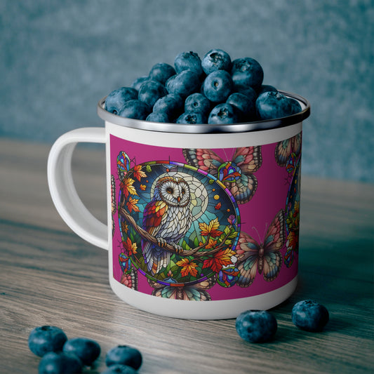 Enamel Camping Mug - Stain Glass Owl