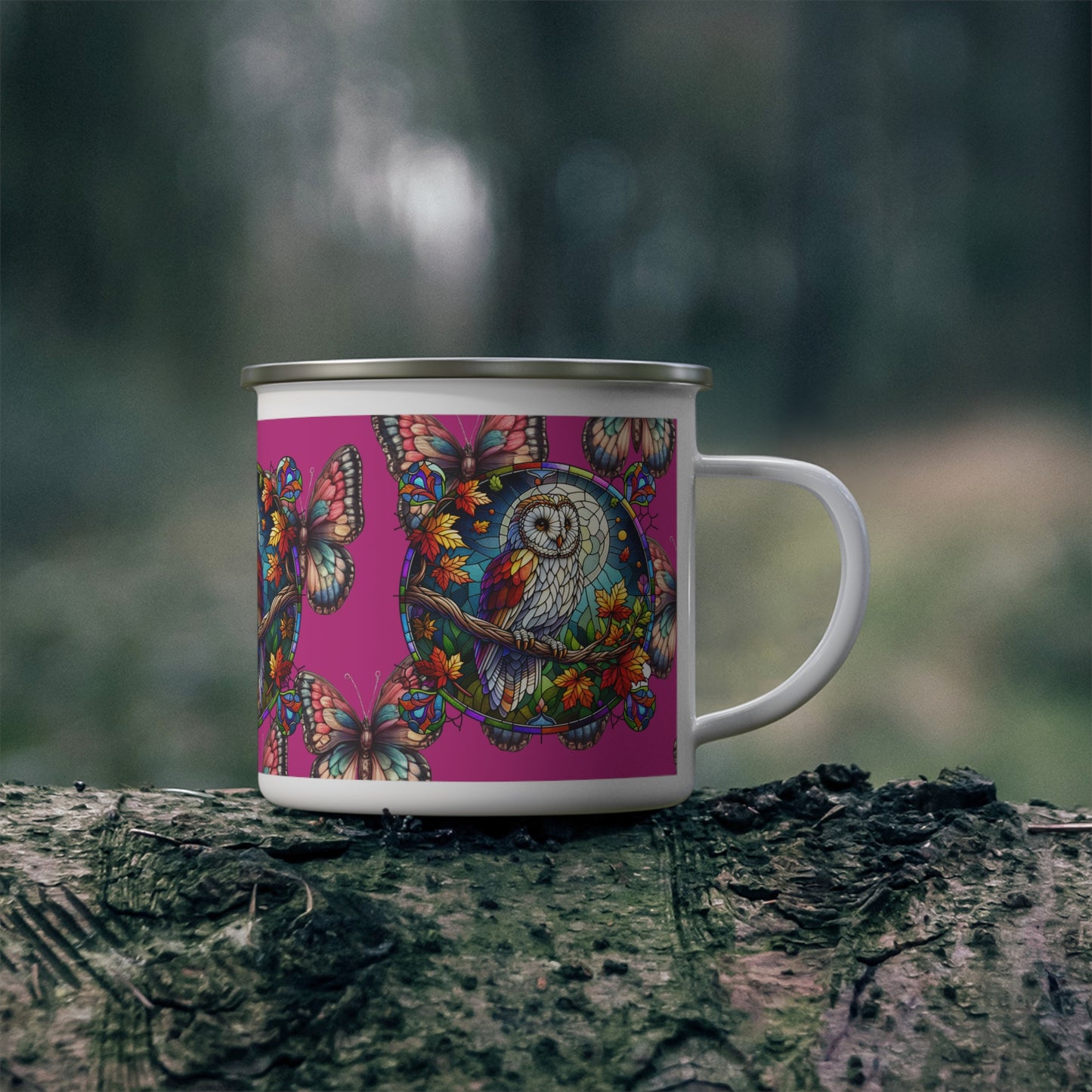 Enamel Camping Mug - Stain Glass Owl