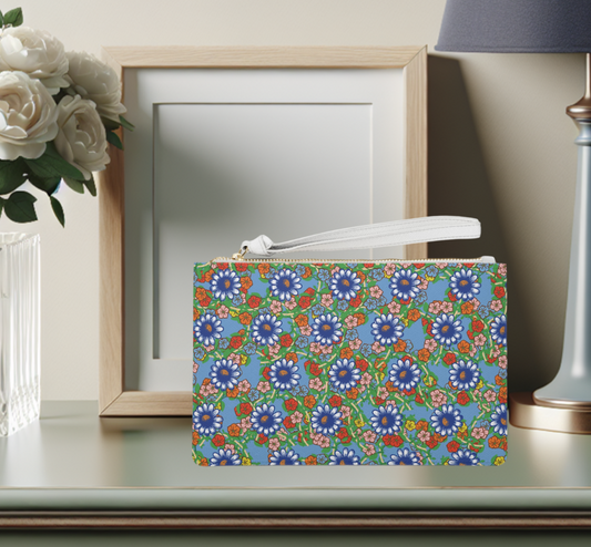 Blue Flowers Clutch Bag