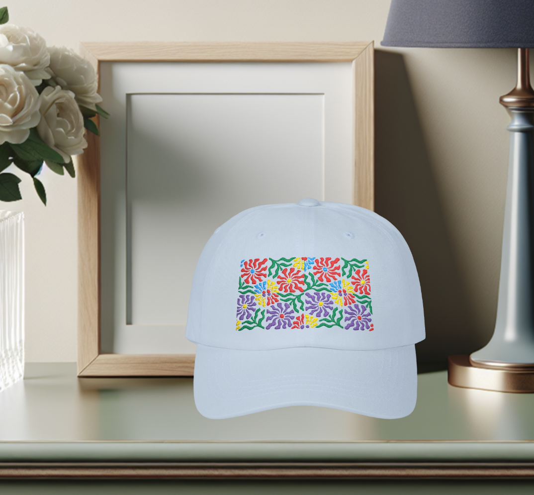 Floral Dad Cap - Colorful Embroidered Flower Hat for Mother's Day