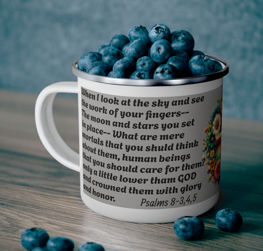 Enamel Mug - Psalms 8-3,4,5 crowned them with glory and honor
