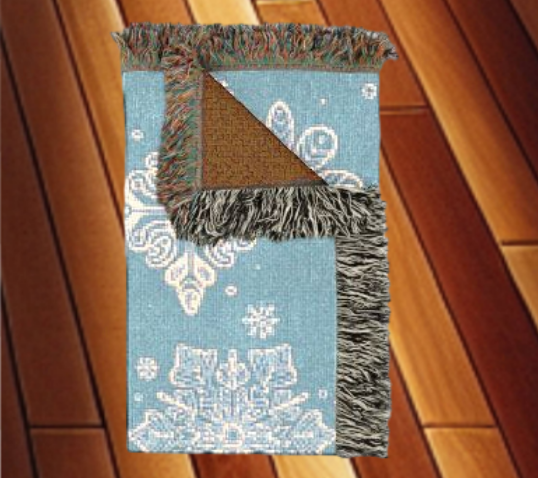 Woven Blanket - Penguin Love Cozy Winter Throw with Snowflakes - Holiday Home Decor