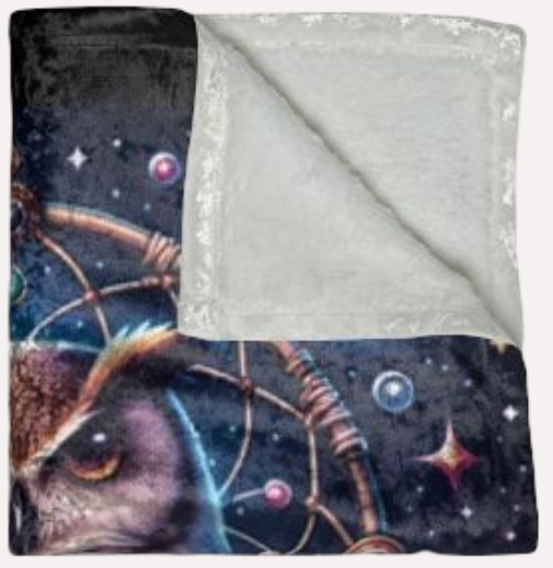 Owl Dreamcatcher Crushed Velvet Blanket — Moonlit Boho Throw