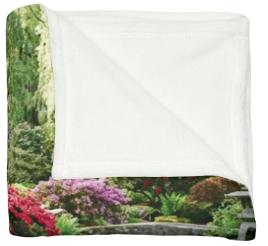 Japanese Garden Koi Pond Blanket – Floral Tranquility Throw