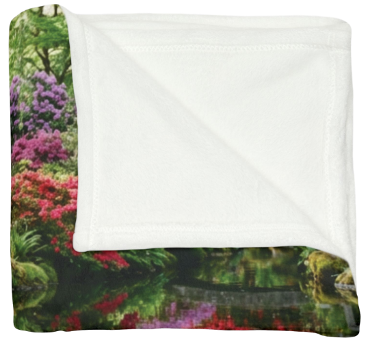 Japanese Garden Koi Pond Blanket – Floral Tranquility Throw