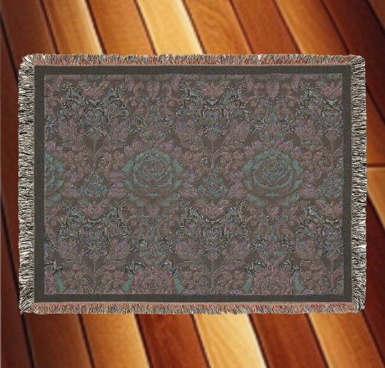 Rose Garden Blanket - Woven Blanket with Fringe