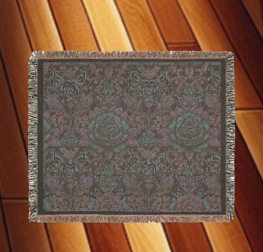 Rose Garden Blanket - Woven Blanket with Fringe