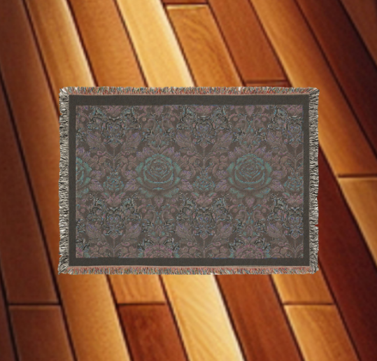Rose Garden Blanket - Woven Blanket with Fringe