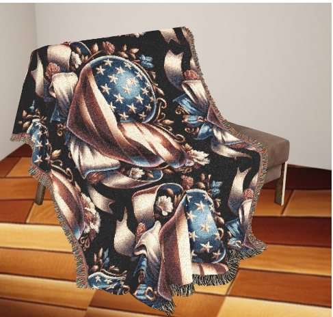 American Flag Heart Woven Blanket — Patriotic Cozy Throw