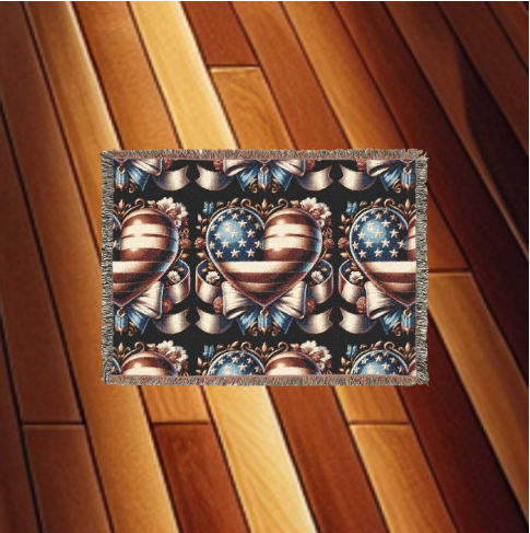 American Flag Heart Woven Blanket — Patriotic Cozy Throw