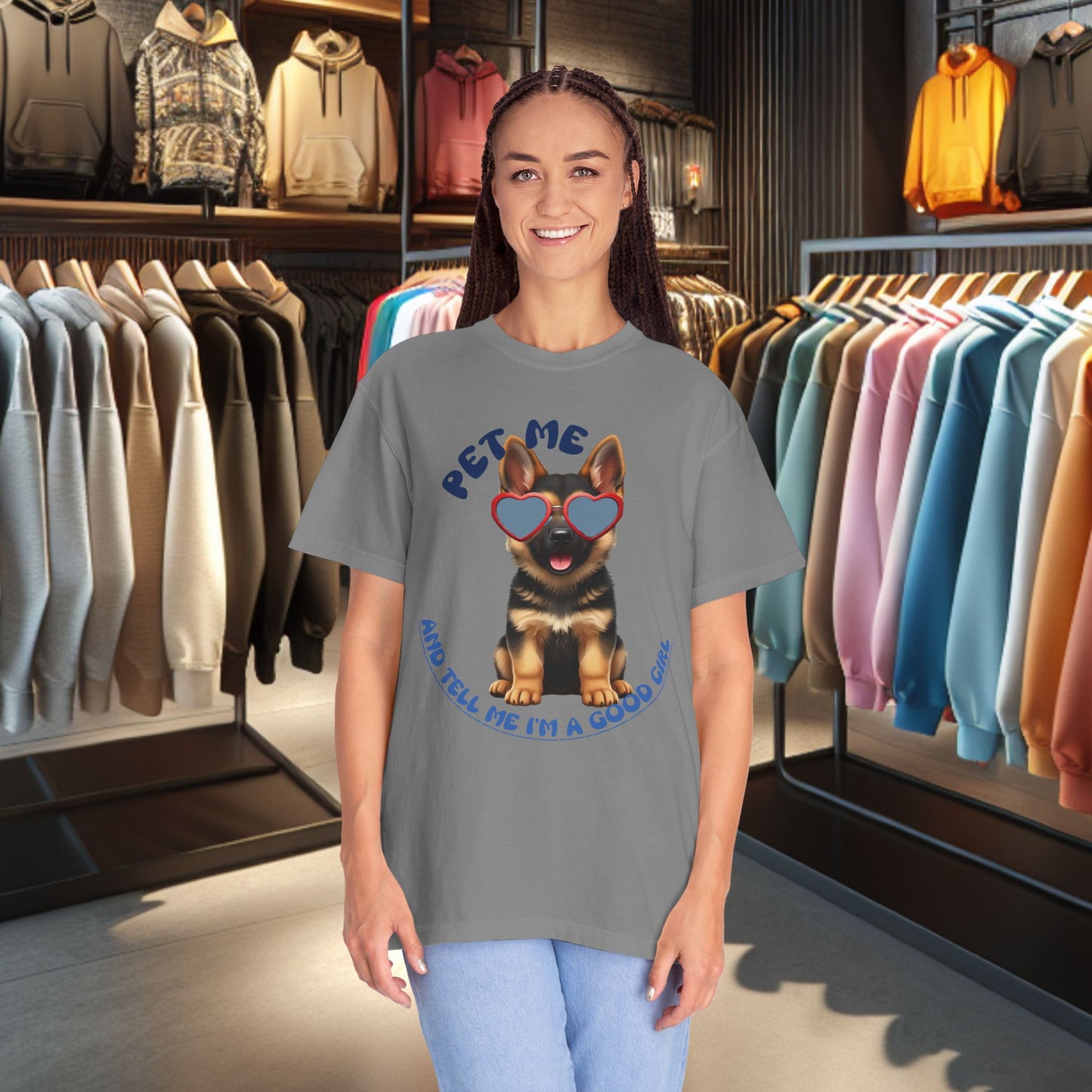 German Sheperd Puppy Tee — "Pet Me" Dyed T-Shirt