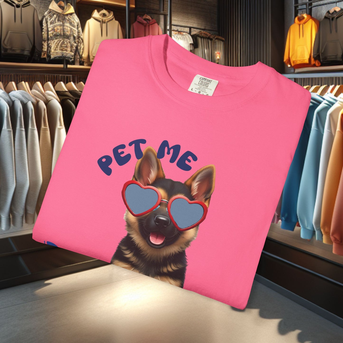 German Sheperd Puppy Tee — "Pet Me" Dyed T-Shirt