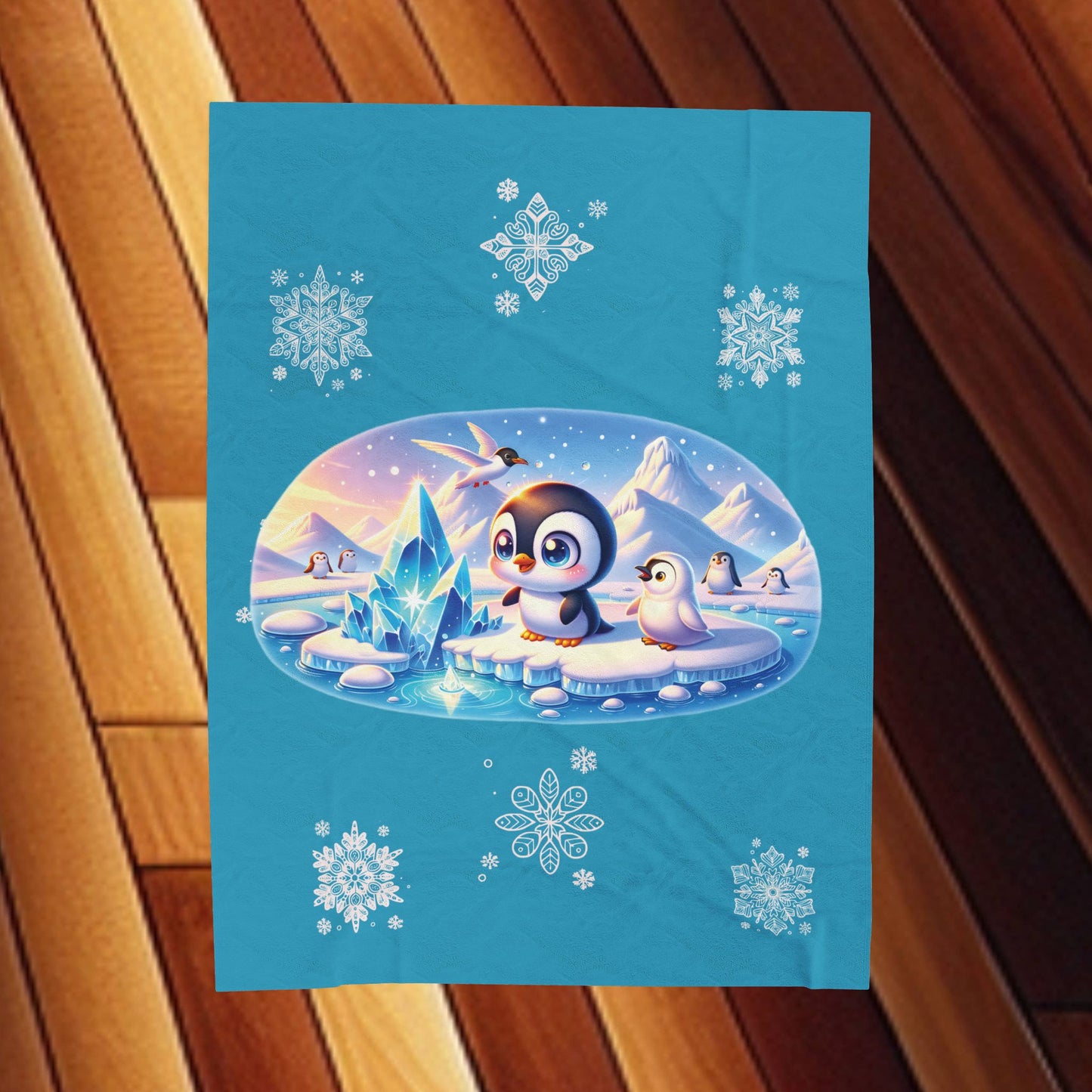 Penguin On Ice - Velveteen Plush Blanket