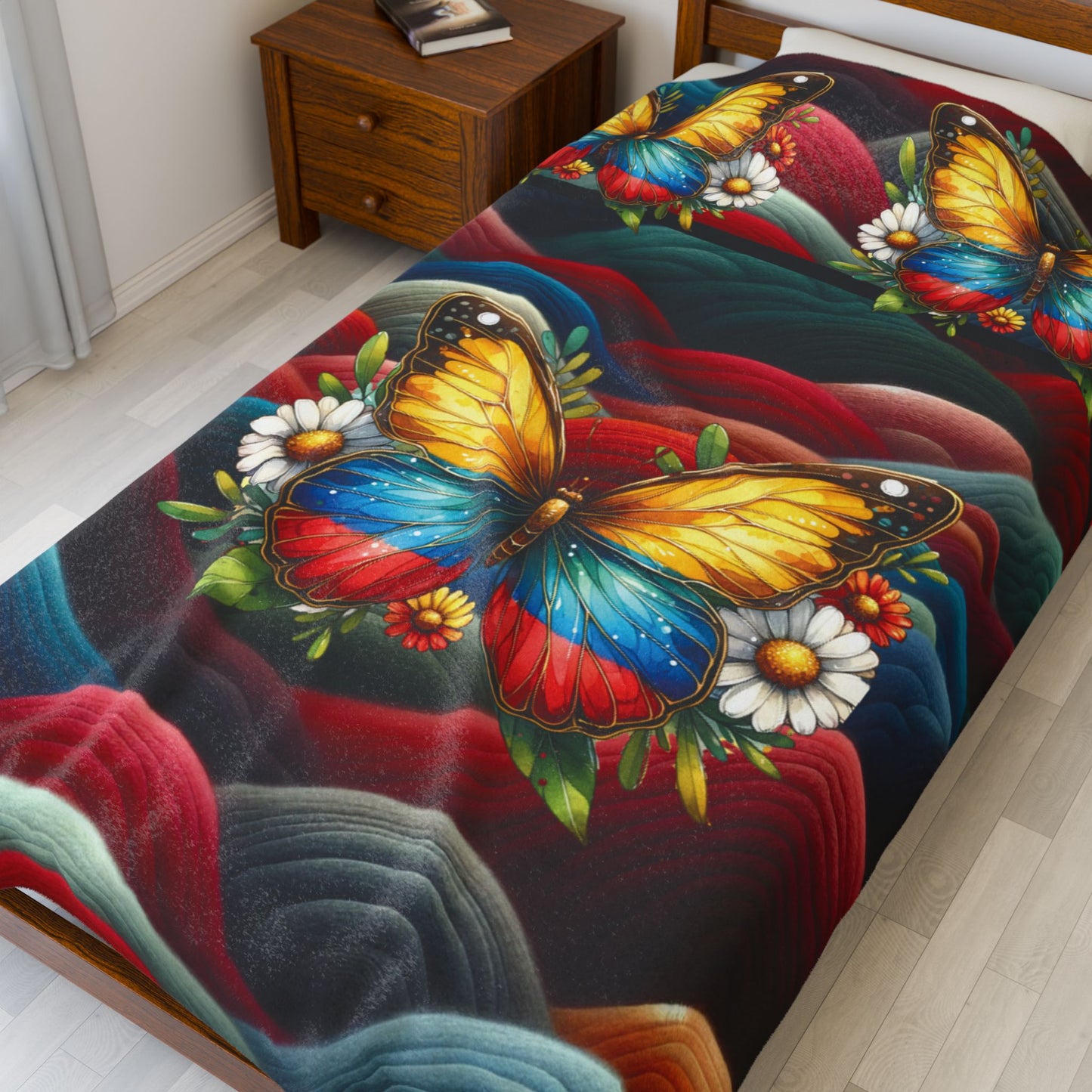 Pritty Butterfly Velveteen Plush Blanket — Cozy Colored Butterfly Throw