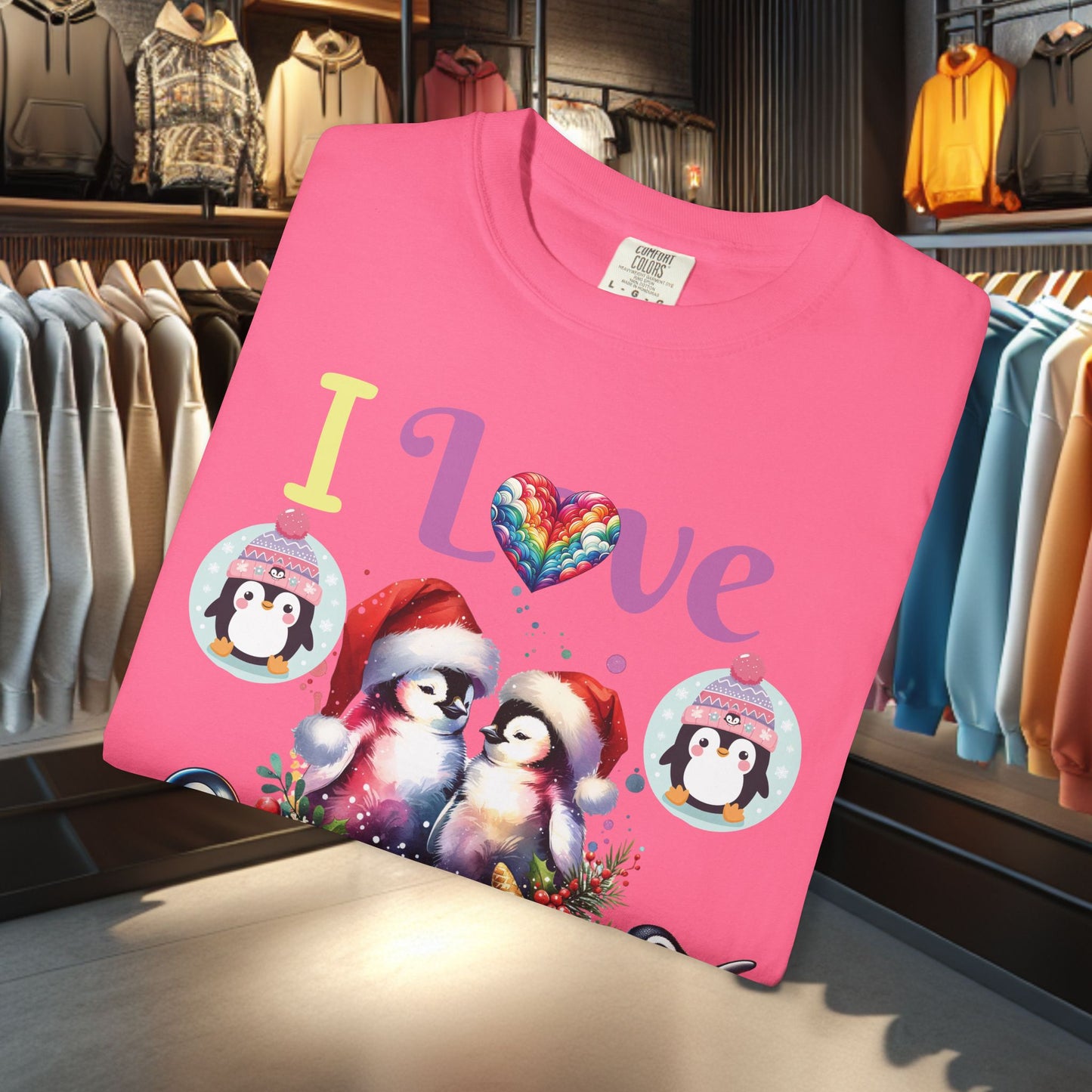 I Love Penguins T-shirt - Holidays Festive Top