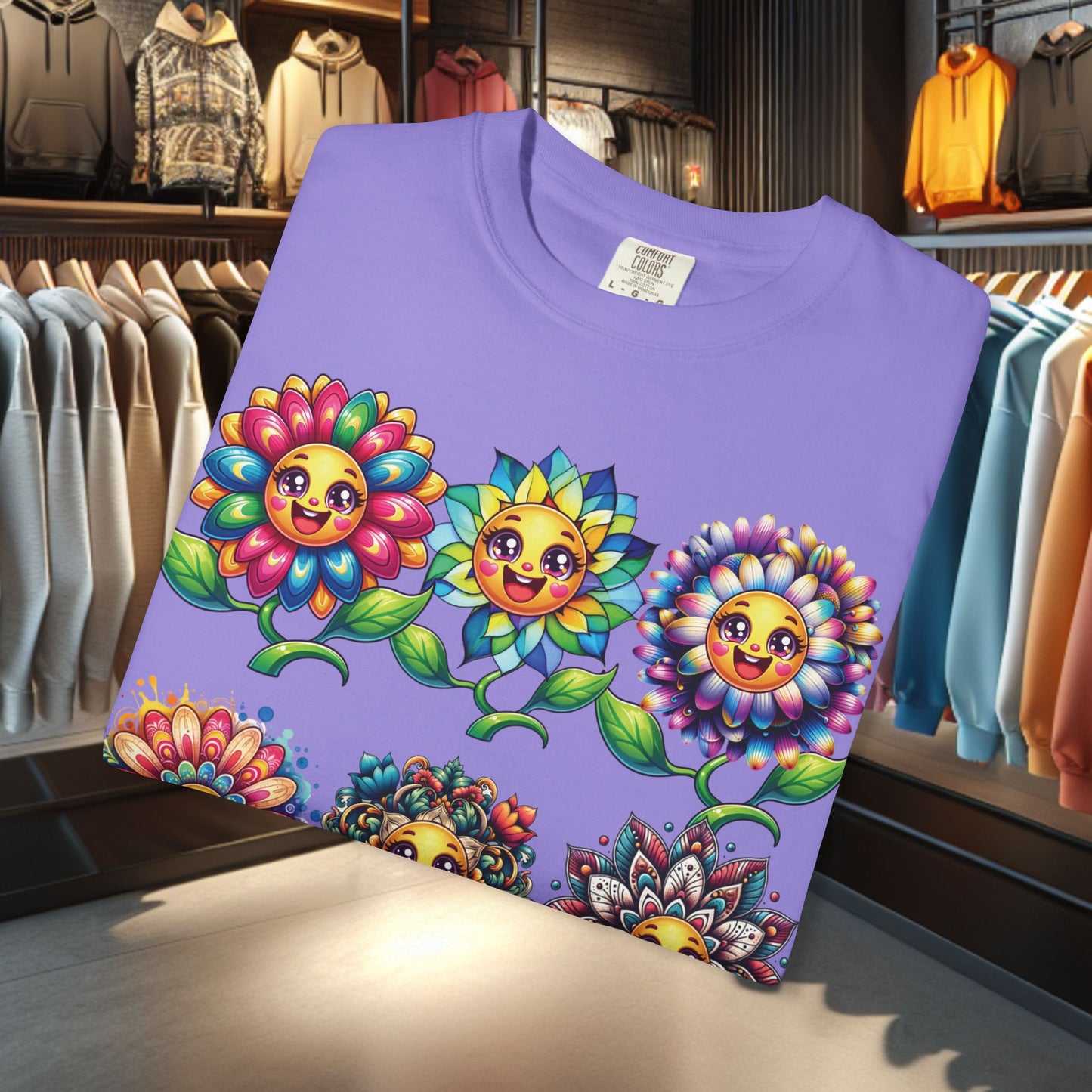 Happy Flowers Garden T-Shirt — Floral Garden Tee for Spring & Everyday