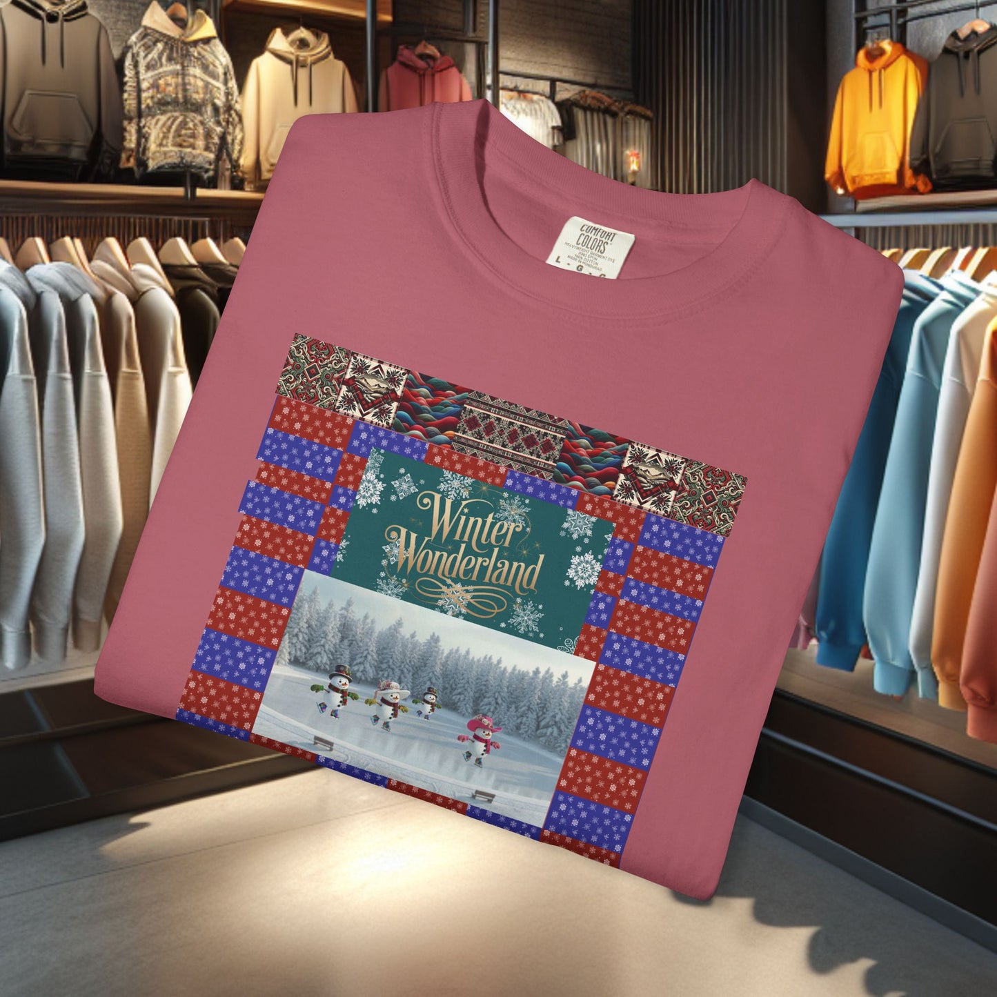 Vintage Winter Wonderland Ice Skating Snowmen/women Tee