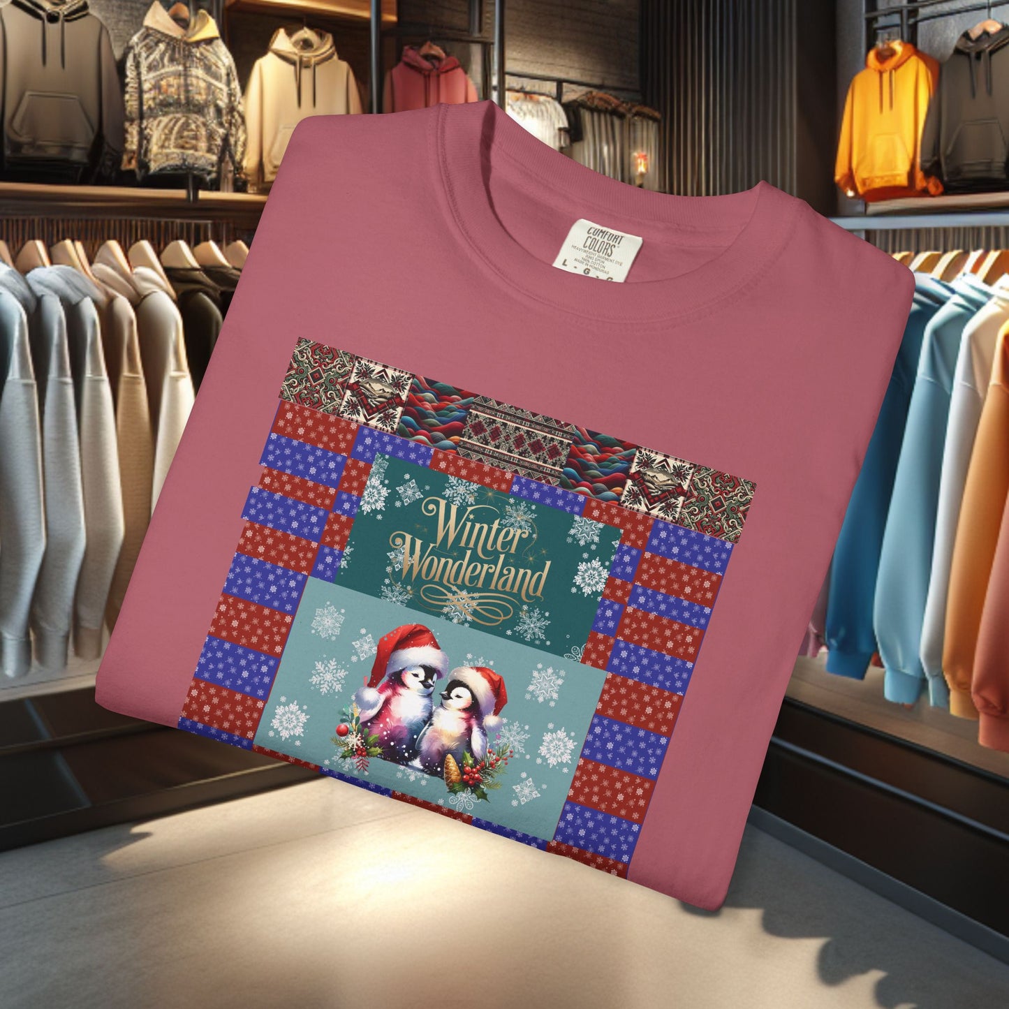 Vintage Winter Wonderland Penguins in Love T-shirt