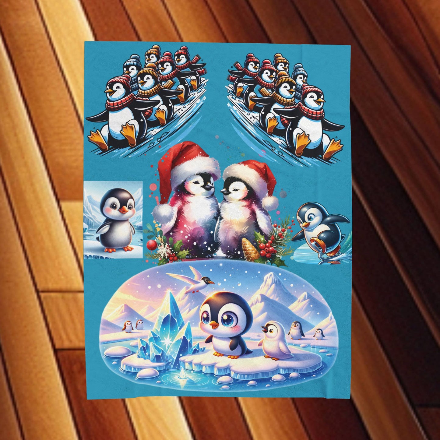Penguins at Play - Velveteen Plush Blanket