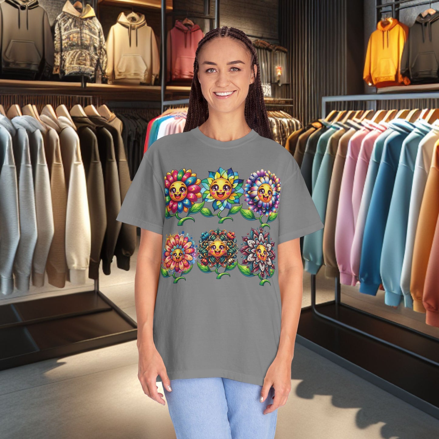 Happy Flowers Garden T-Shirt — Floral Garden Tee for Spring & Everyday