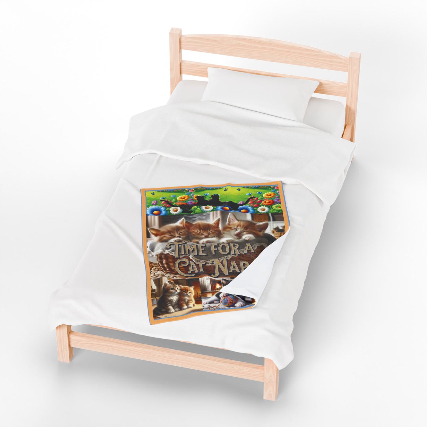 Cat nap 30 x 40, 50 x 60, 60 x 80 Velveteen Plush Blanket