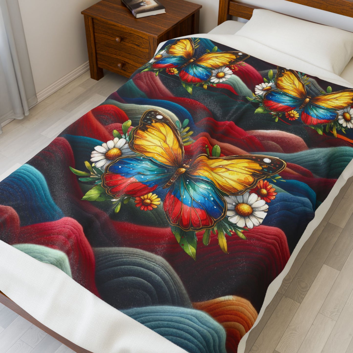 Pritty Butterfly Velveteen Plush Blanket — Cozy Colored Butterfly Throw