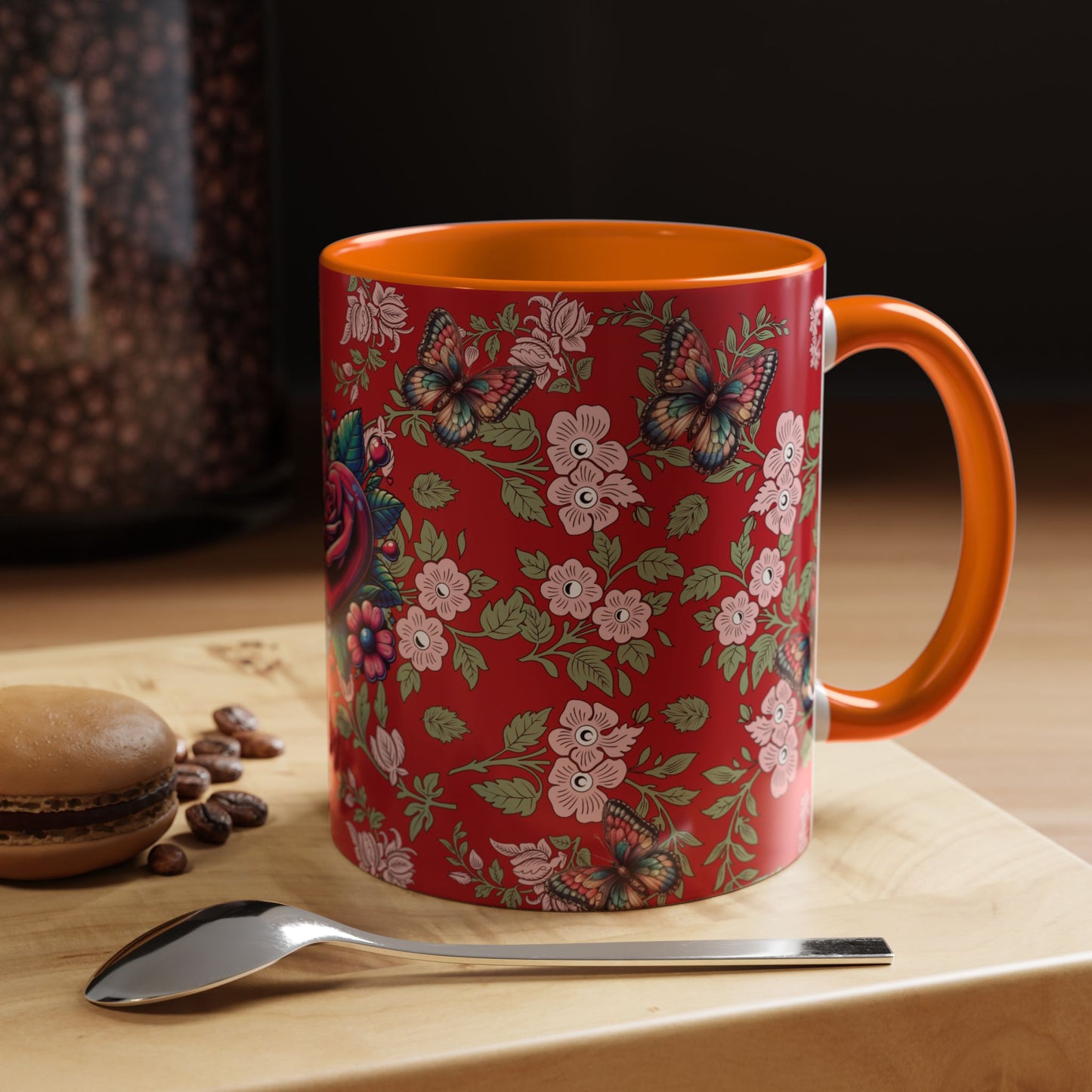 Floral Coffee Mug Red