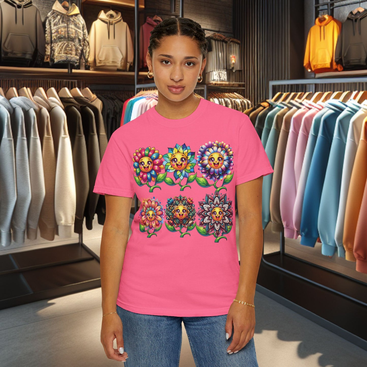 Happy Flowers Garden T-Shirt — Floral Garden Tee for Spring & Everyday