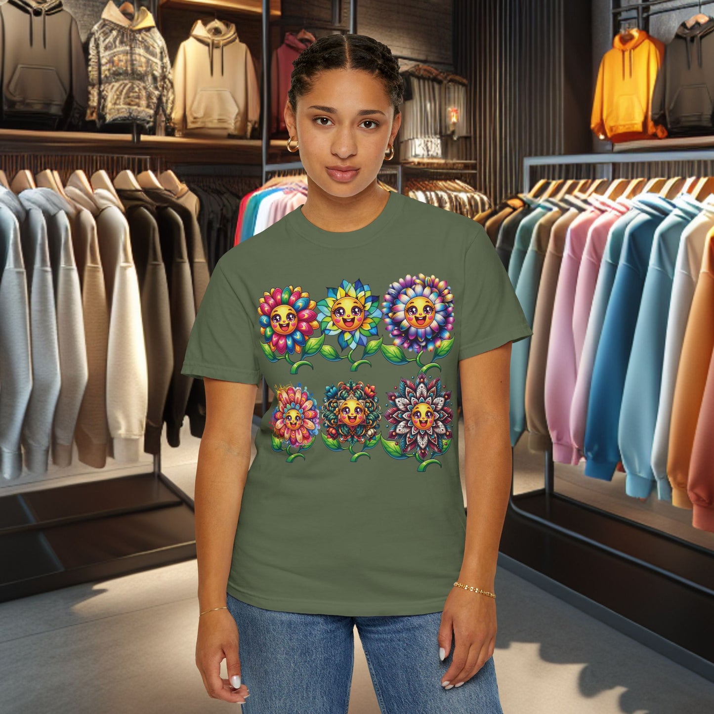 Happy Flowers Garden T-Shirt — Floral Garden Tee for Spring & Everyday