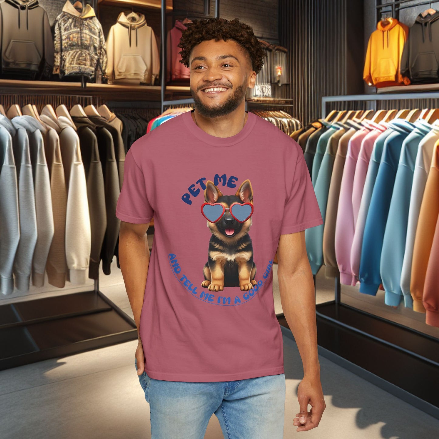 Copy of German Sheperd Puppy Tee — "Pet Me" Dyed T-Shirt