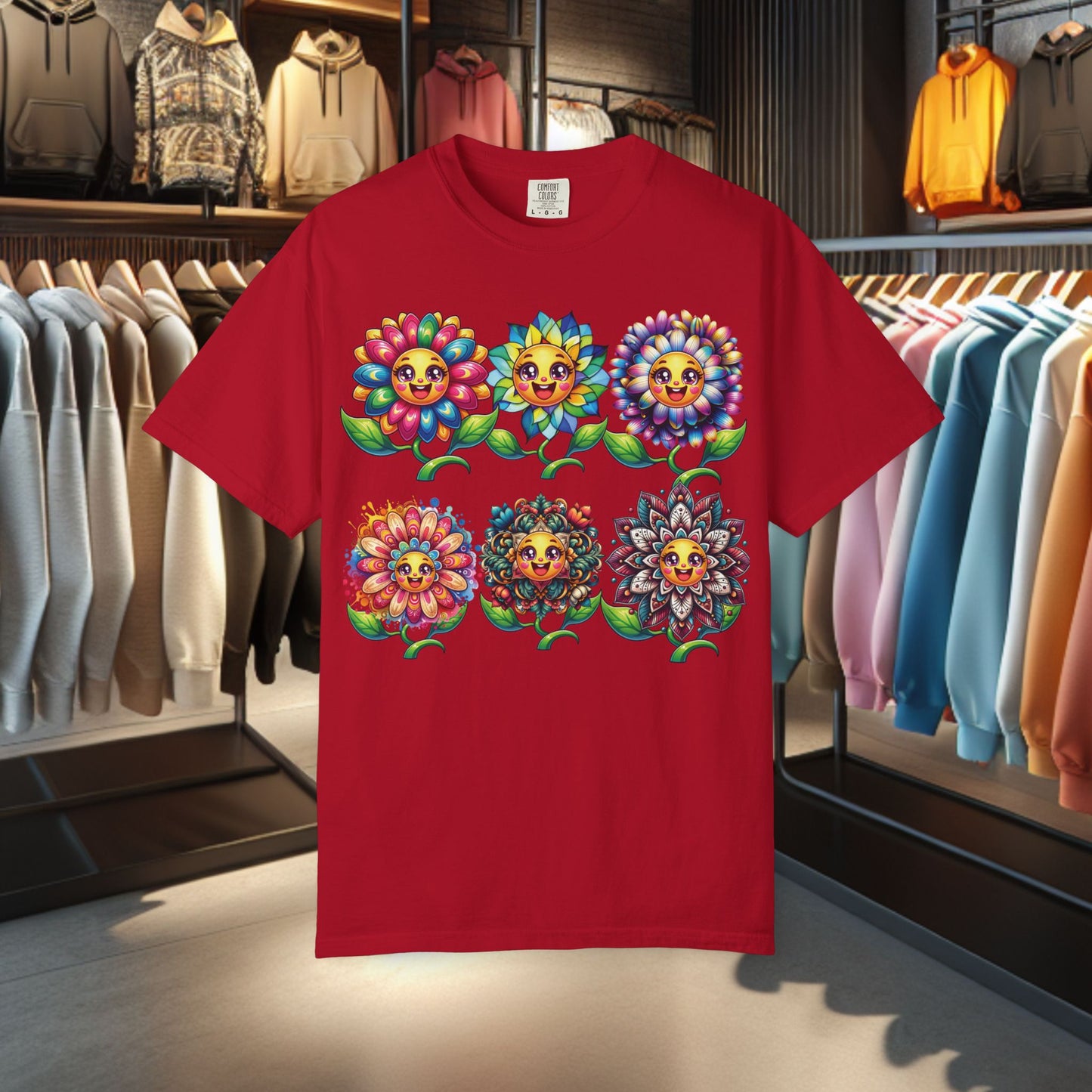 Happy Flowers Garden T-Shirt — Floral Garden Tee for Spring & Everyday