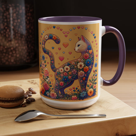 Mug- Loving Cat - Accent Coffee Mug (11oz, 15oz) (AOP)