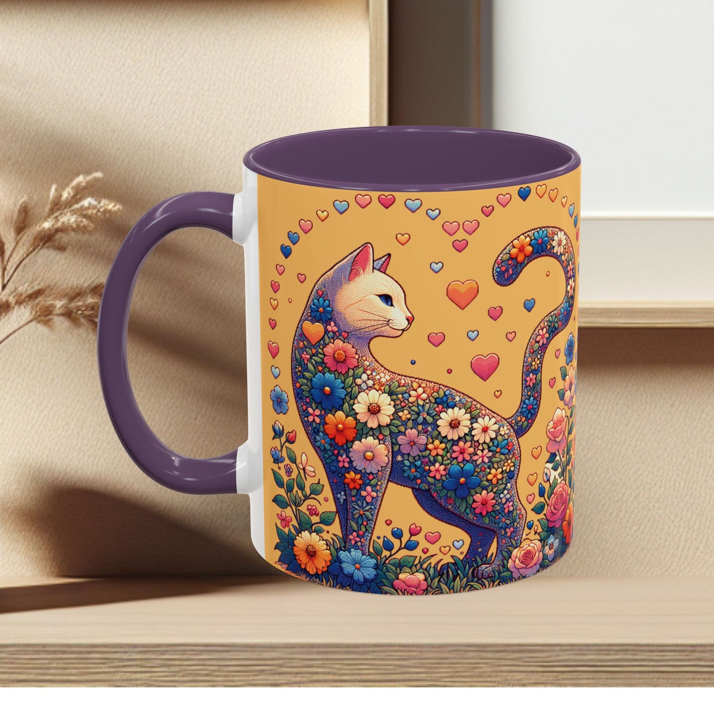 Mug- Loving Cat - Accent Coffee Mug (11oz, 15oz) (AOP)