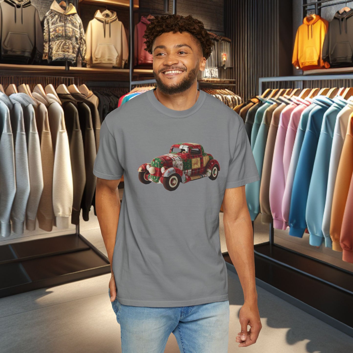 Patchwork Hot Rod T-Shirt — "pho" Patchwork Garment-Dyed