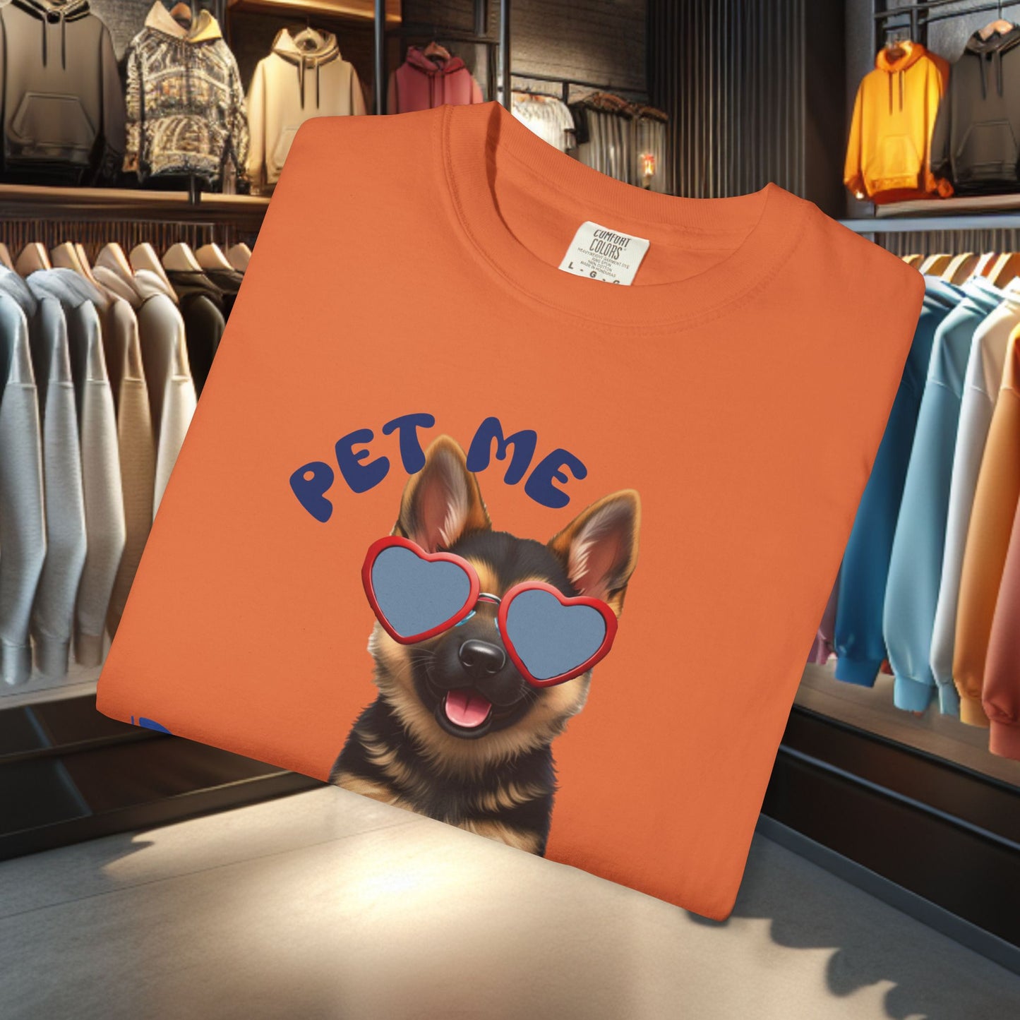 German Sheperd Puppy Tee — "Pet Me" Dyed T-Shirt