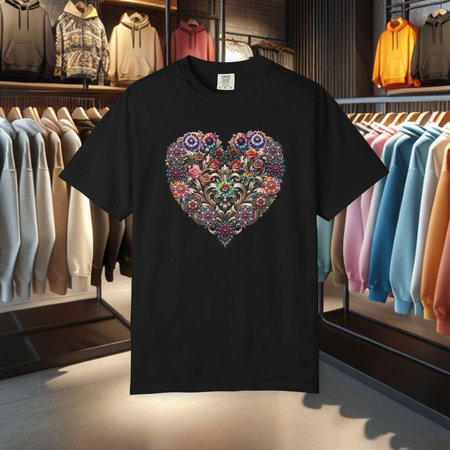 Floral Heart T-Shirt — Romantic Botanical Graphic Tee