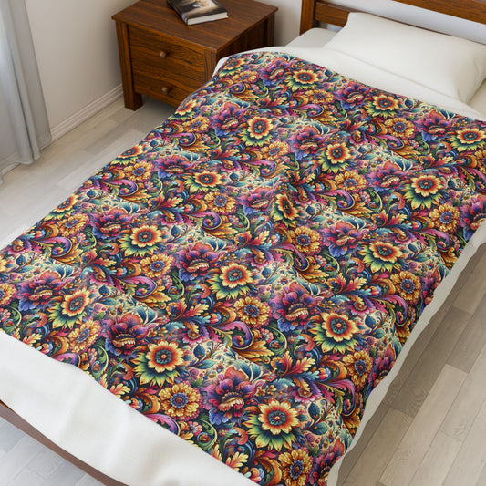 Floral Velveteen Plush Blanket