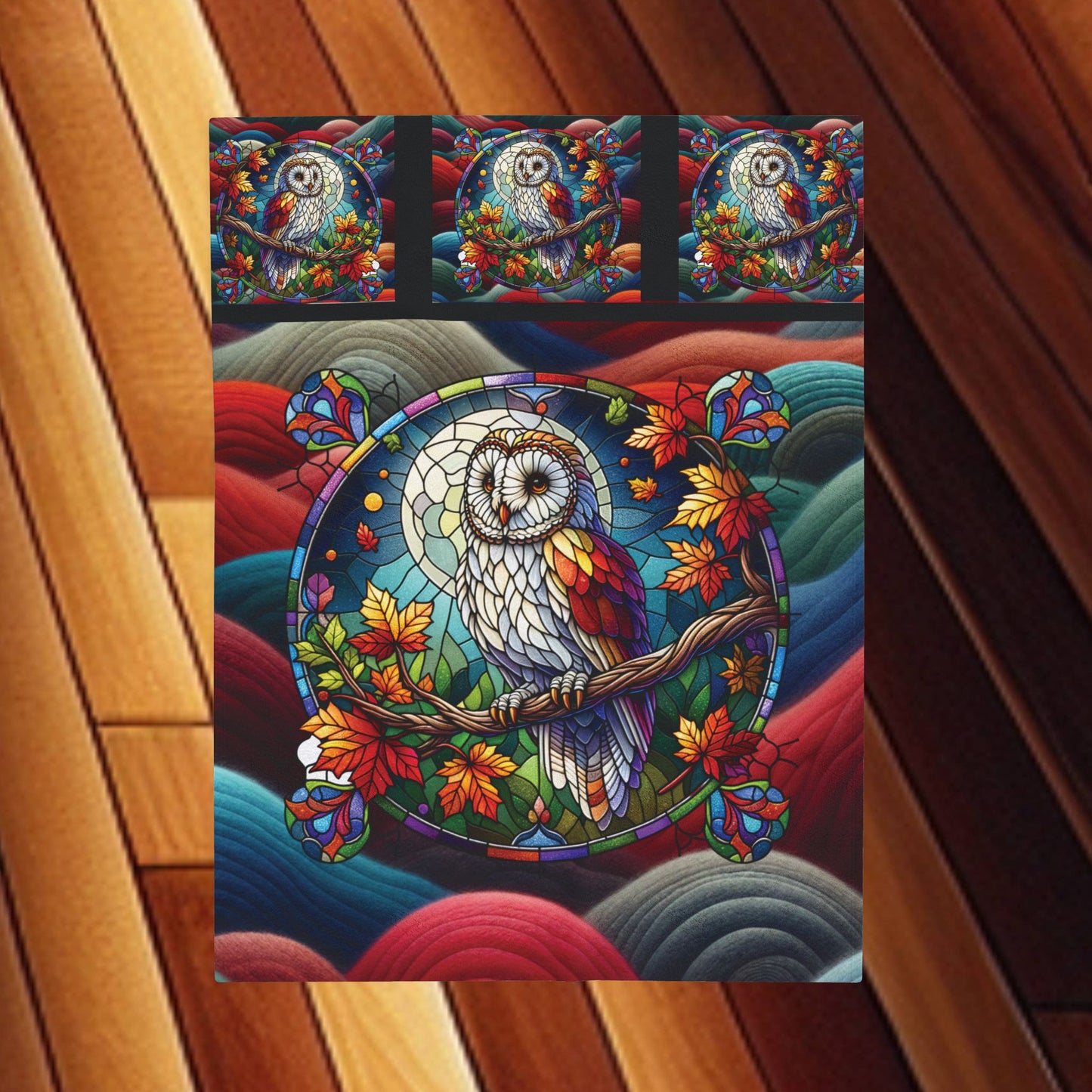 Stain Glass Owl Velveteen Plush Blanket — Cozy Stained Glass Owl Throw