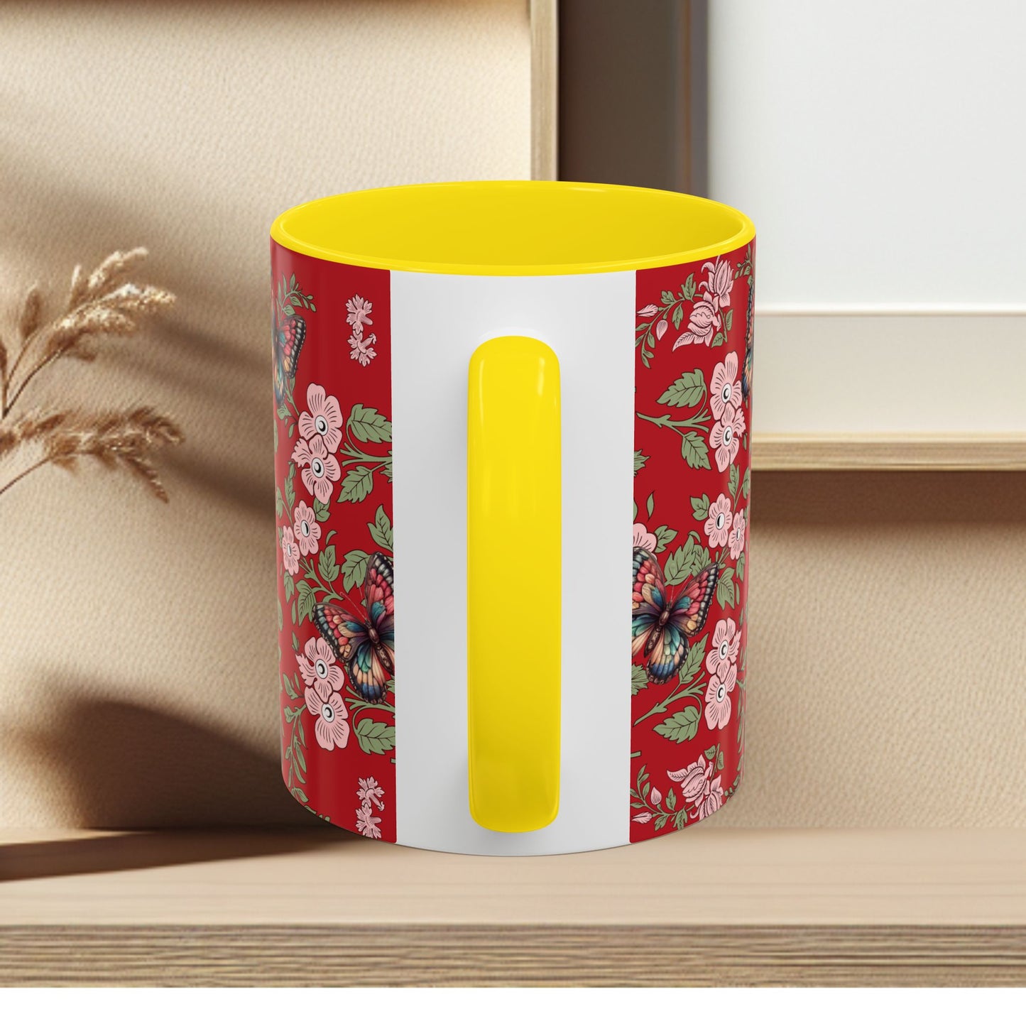 Floral Coffee Mug Red