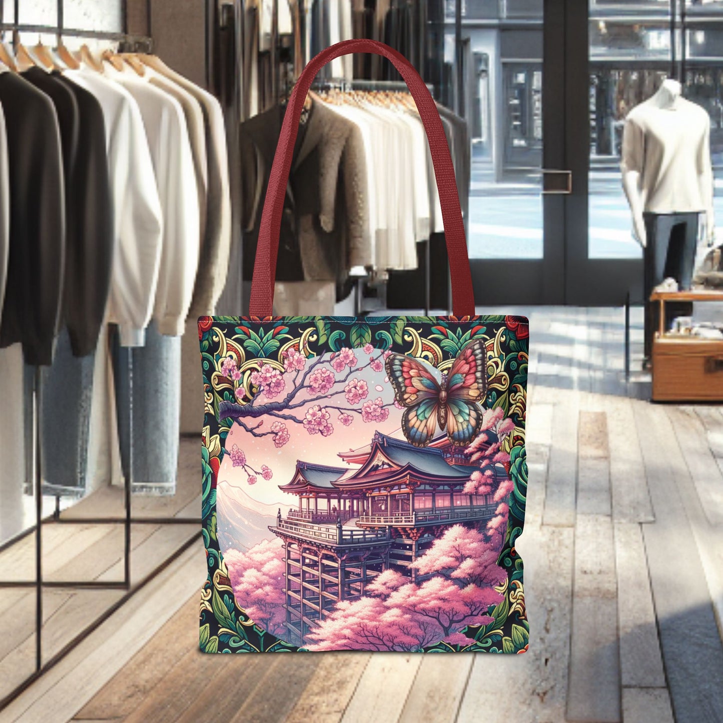 Sakura Butterfly Tote Bag