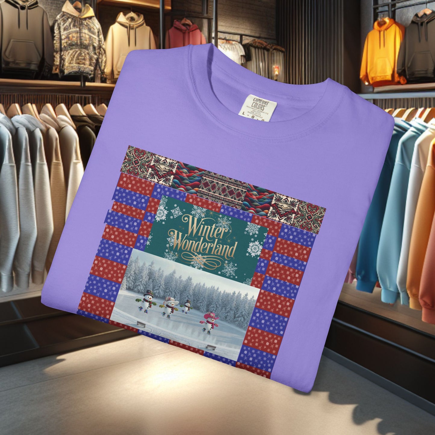 Vintage Winter Wonderland Ice Skating Snowmen/women Tee