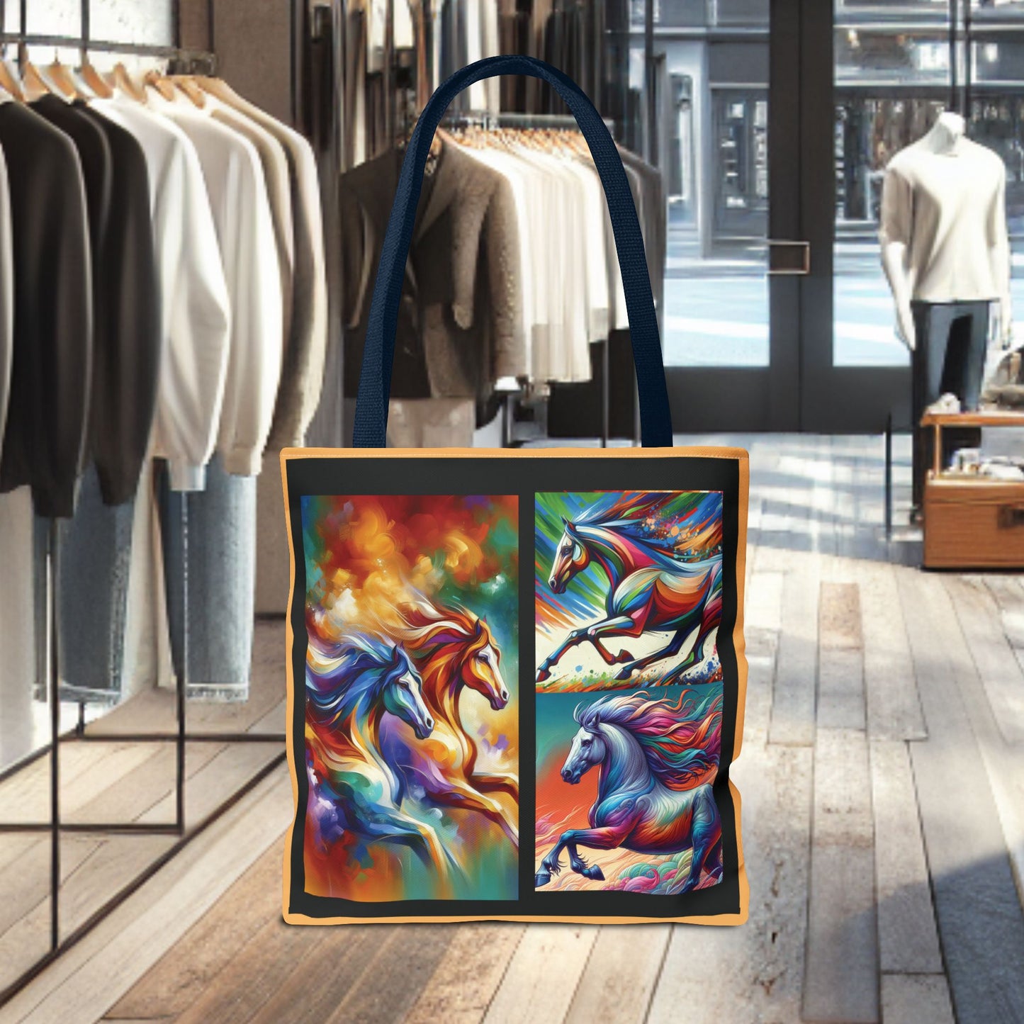 Multi-Color Cloud Horses Tote Bag