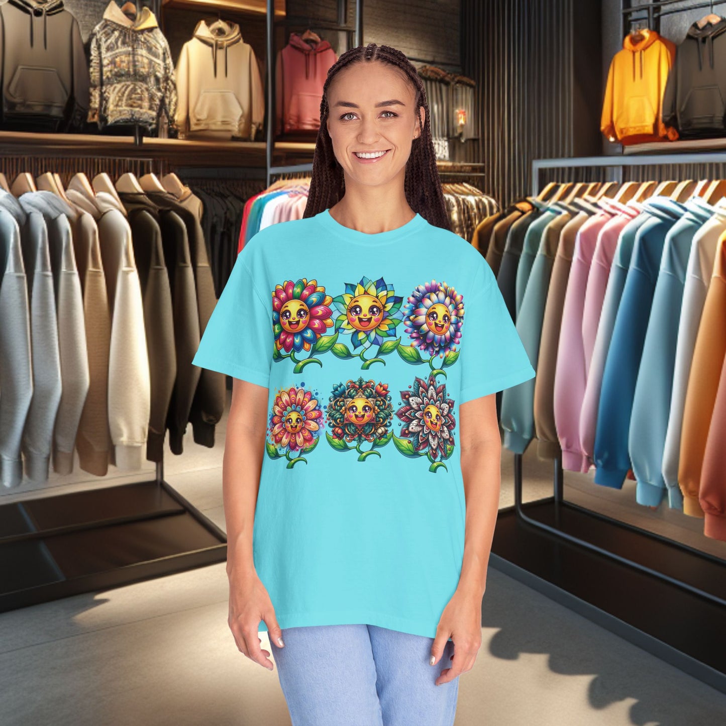 Happy Flowers Garden T-Shirt — Floral Garden Tee for Spring & Everyday