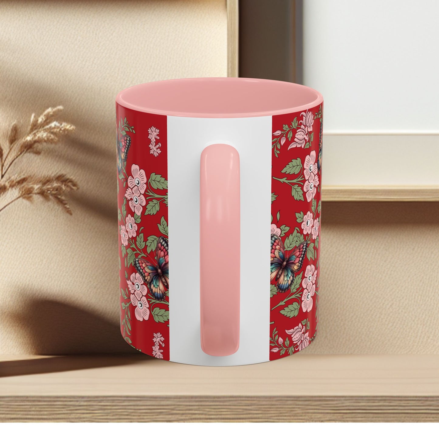Floral Coffee Mug Red