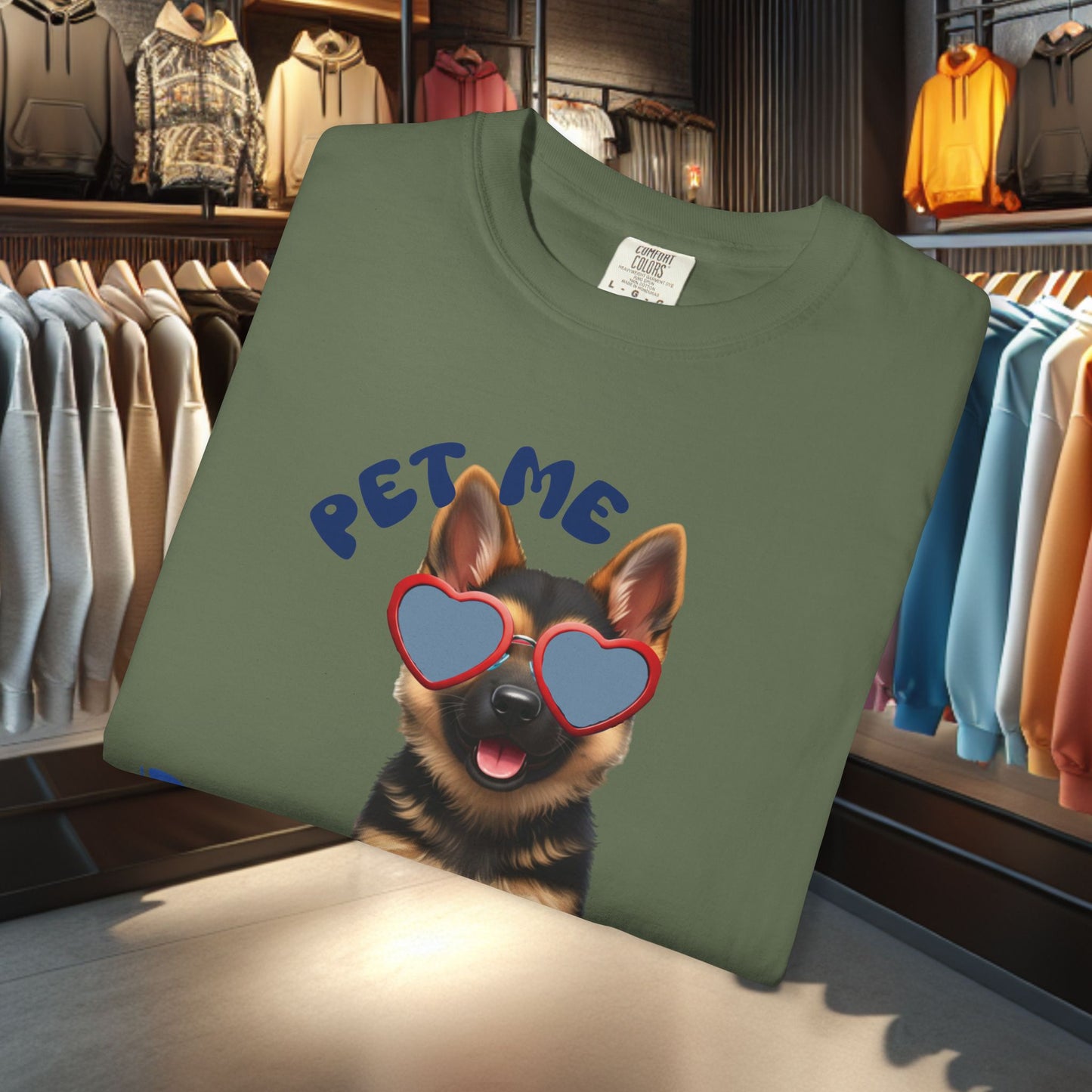 German Sheperd Puppy Tee — "Pet Me" Dyed T-Shirt