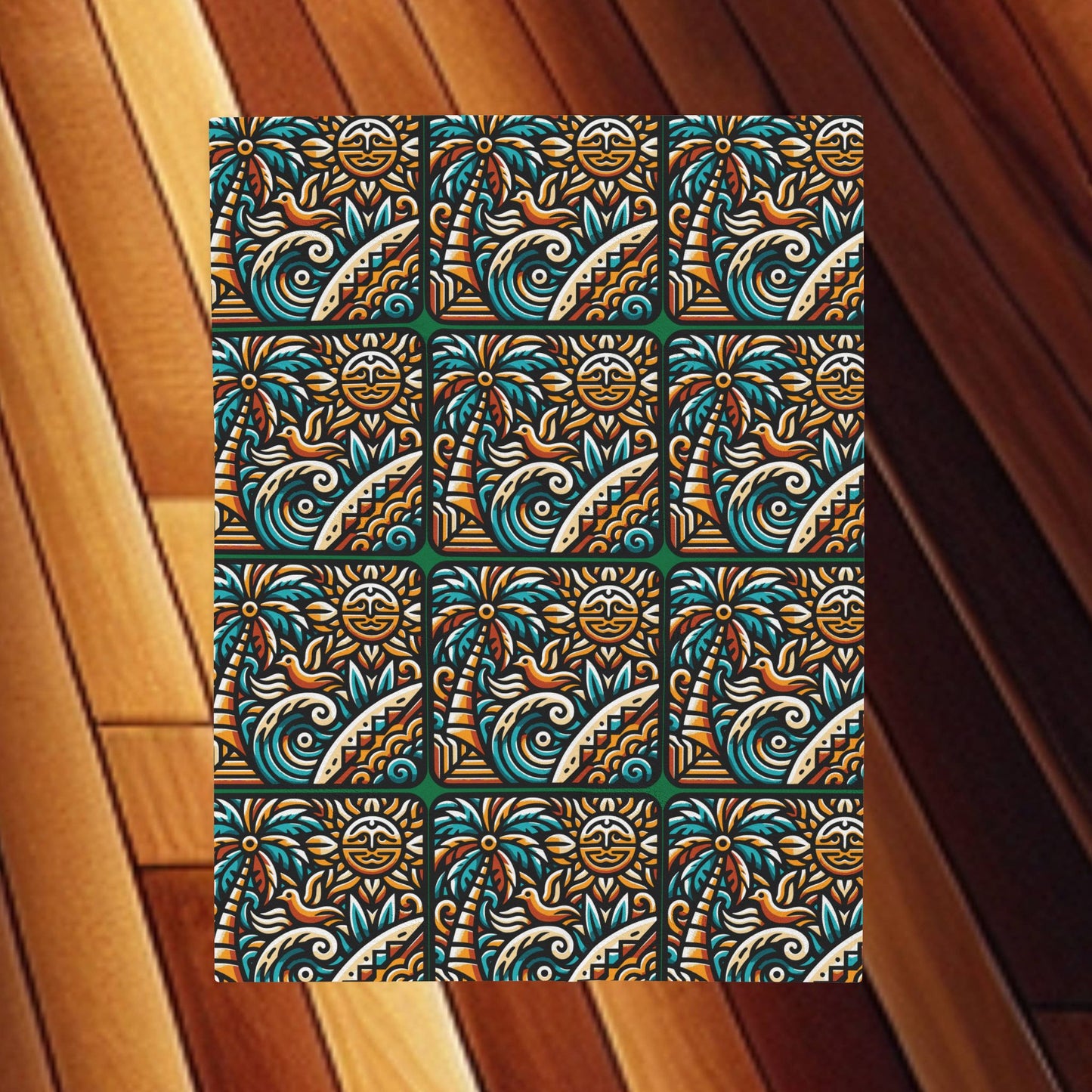 Tropical Sunrise Velveteen Plush Blanket — Cozy Tropical Throw